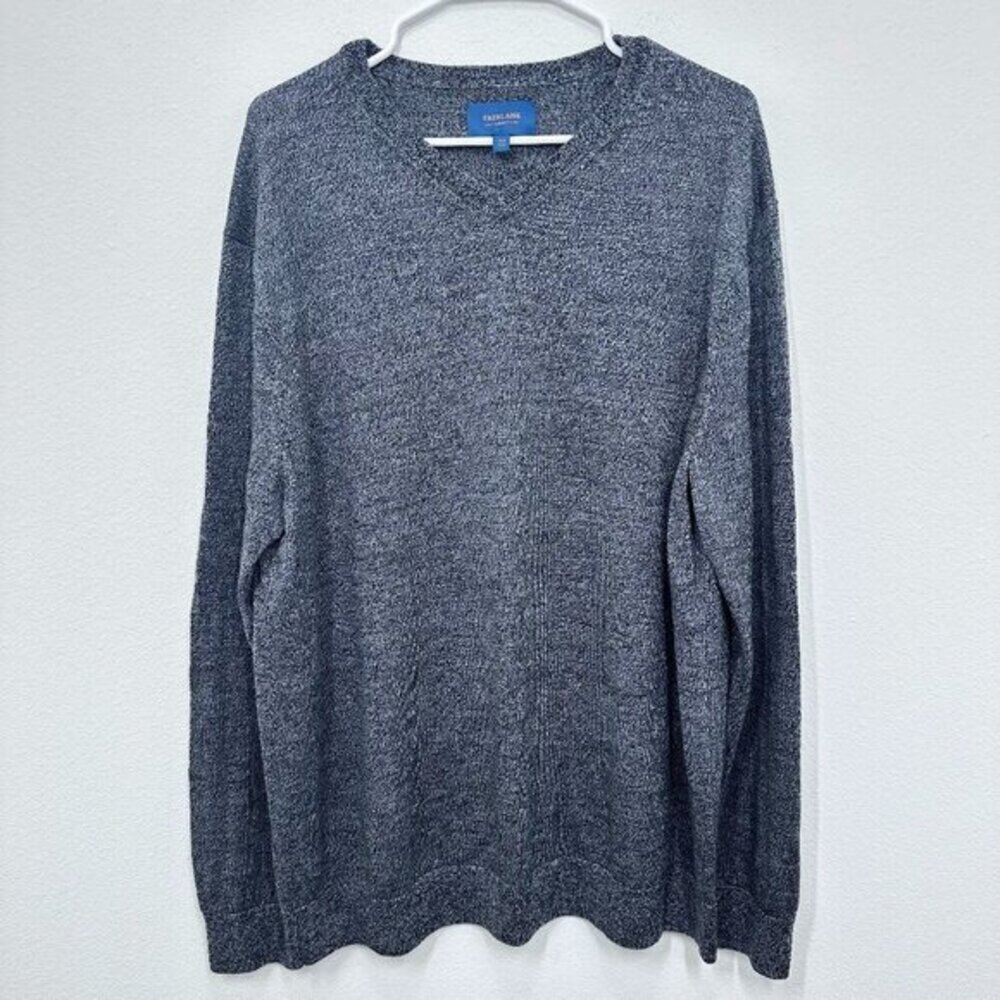 Fairlane 100% Merino Wool Dark Heather Grey Men's V Neck Casual Sweater Size XXL
